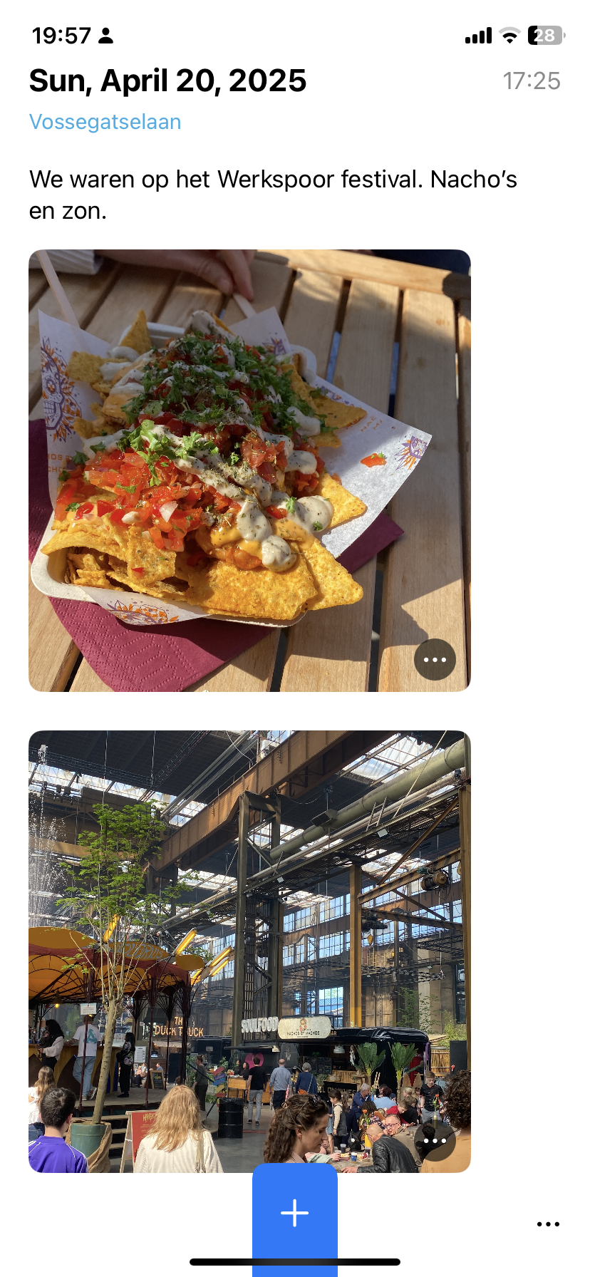 Een Journelly entry waar ik schrijf en toon dat we op het Werkspoor Festival waren.